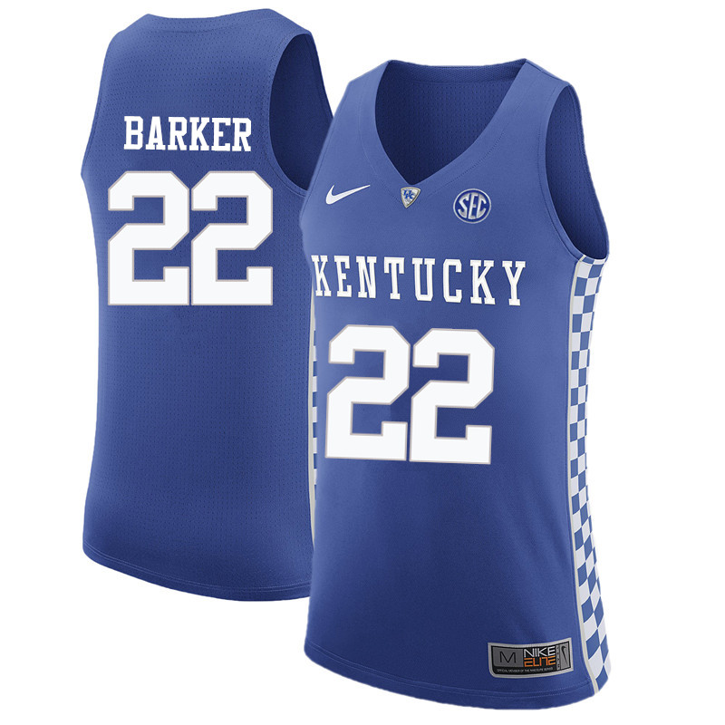 Men Kentucky Wildcats #22 Cliff Barker College Basketball Jerseys-Blue - Click Image to Close